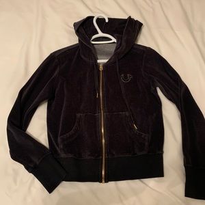 True Religion Velour Jacket in Navy in XS